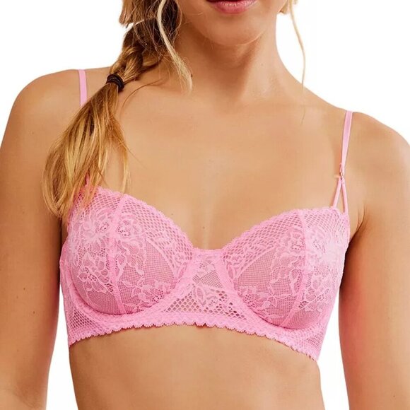 NWT Free People Intimately Care Reya Pink Lace Underwire Bra - Picture 7 of 7